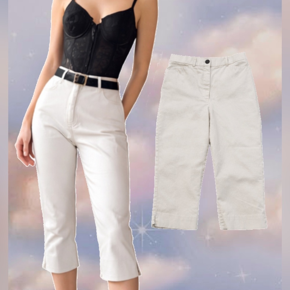 🤍 Cream High Waist Capri pants